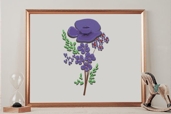 A Drawing of a Purple Flower with Green
