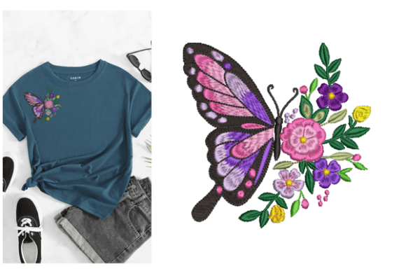 Butterfly Floral Embroidery Designs