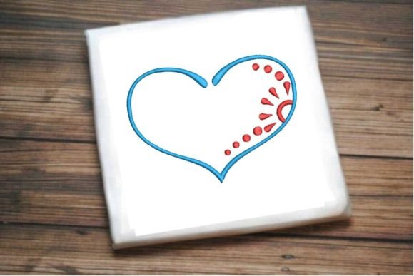 Cute Blue Heart with Red Floral Accent