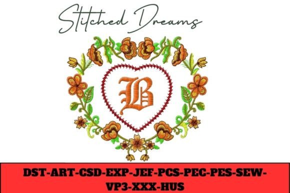 Floral Heart Letter B