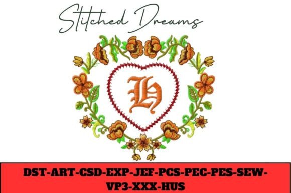 Floral Heart Letter H