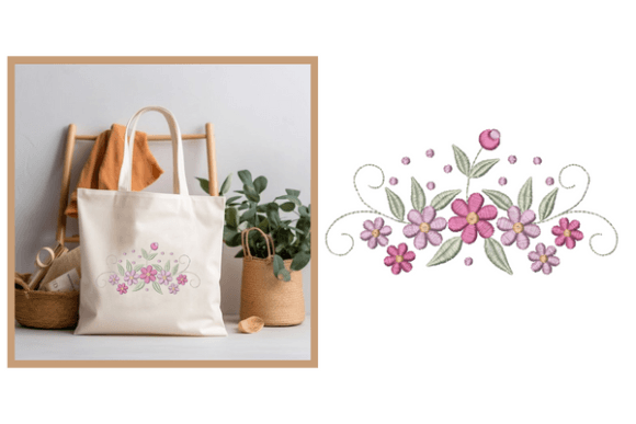 Swirly Flowers Embroidery Designs