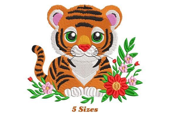 Tiger: A Whimsical Floral Embroidery Design Worth Your Thread