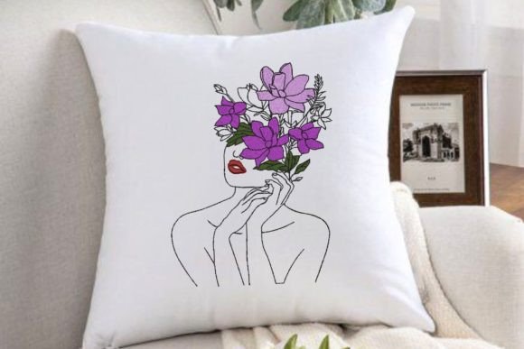 Young Beautiful Woman with Flowers